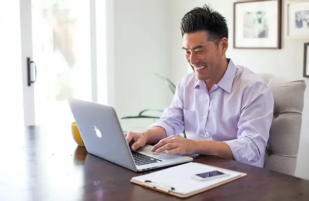 Online student working from his computer.