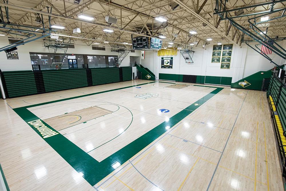 The NCAA DII basketball and volleyball courts inside the CU Arena